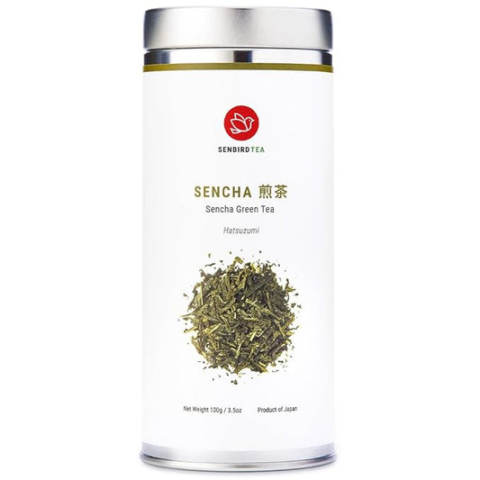 Senbird Premium Sencha - Japanese Green Tea - From Shizuoka, Japan - Loose Leaf Tea In Airtight Tea Tin (3.5oz/100g)