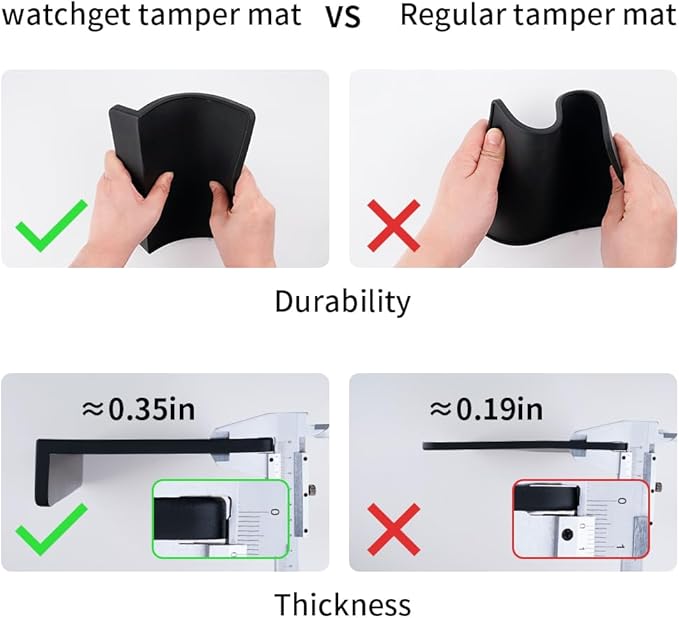 watchget Espresso Tamping Mat, Coffee Tamper Mat, Black Food Grade Silicone Pad, 8Inch X 6Inch Coffee Tamping Mat, Portafilter Mat For Barista, Upgrade Dustproof Waterproof and Heat Resistant