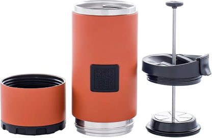 OVRLNDR Travel Coffee French Press, 24 fl.oz Drinkable Capacity, Vacuum Insulated, Easy To Clean Removable Bottom, No Spill Lid, On The Go Coffee Brewing (Red Rock)