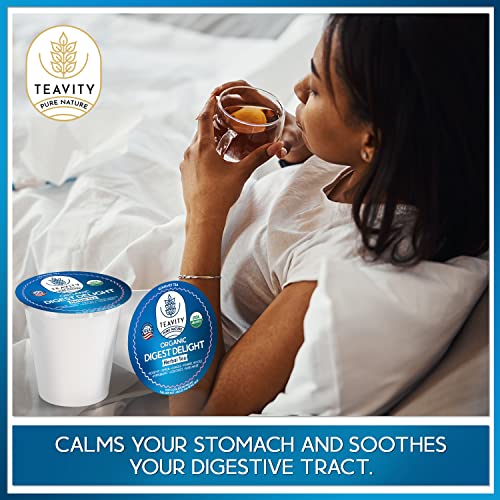 Organic Tea Pods with Ginger, Peppermint, Fennel, Licorice, & Rosehip Digest Delight by Teavity (24 Tea Pods)