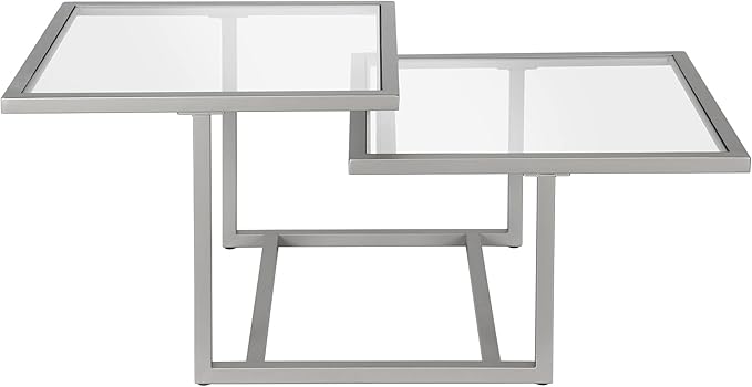 Henn&Hart 43" Wide Square Coffee Table in Nickel, Modern coffee tables for living room, studio apartment essentials