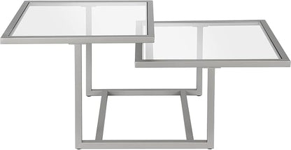 Henn&Hart 43" Wide Square Coffee Table in Nickel, Modern coffee tables for living room, studio apartment essentials
