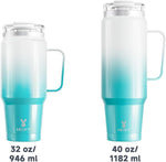 Load image into Gallery viewer, Meoky 32 oz Tumbler with Handle, Insulated Tumbler with Lid and Straw, Stainless Steel Travel Mug, 100% Leak Proof, Keeps Cold for 24 Hours or Hot for 8 Hours, Fits in Car Cup Holder (Azure)