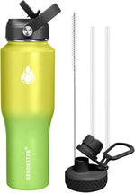 Load image into Gallery viewer, SENDESTAR 32oz Water Bottle Wide Mouth Stainless Steel Vacuum Insulated Double Wall with 2 Straw Lids Fit in Any Car Cup Holder
