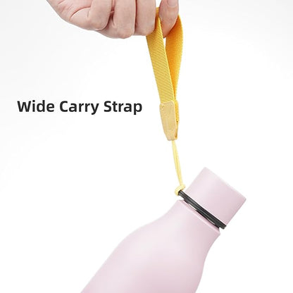 Insulated Water Bottle with Strap,18 oz Double Wall Stainless Steel Vacuum Bottles Metal Water Flask,Cherry