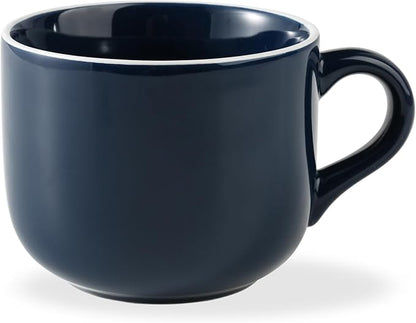 Soup Mugs with Handles Microwave Safe, 21 OZ Jumbo Ceramic Soup Mug, Soup Cups for Coffee, Tea, Soup, Cereal, Salad, Dishwasher & Oven Proof Soup Bowls with Handle, Dark Blue