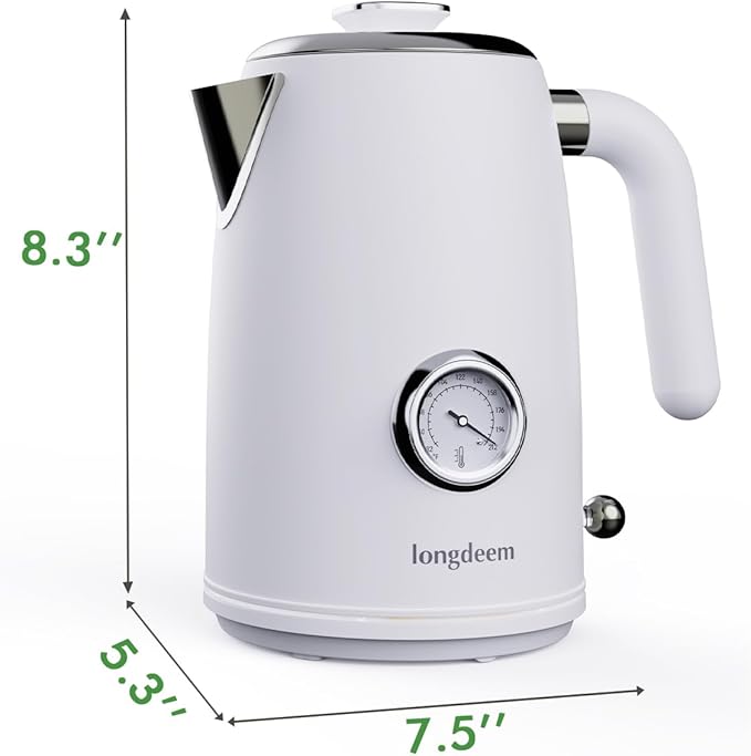 1L Small Electric Kettles Stainless Steel, Portable Travel Mini Hot Water Boiler Heater, Cool Touch Teapot, Auto Shut-Off & Boil-Dry Protection for Cooking, Business Trip and More, White