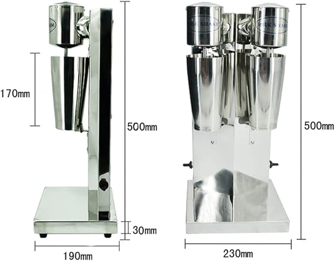 Commercial Stainless Steel Milk Shake Machine, Stainless Steel Milk Shaking Machine, Double Head Drink Mixer 110V (Double Head)