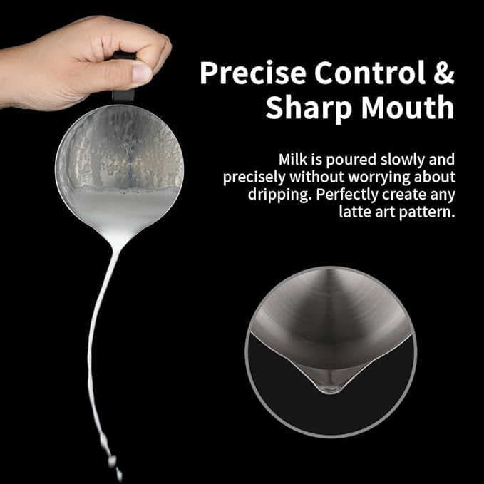 watchget Milk Frothing Pitcher 32oz/900ml - Stainless Steel Frothing Pitcher Espresso Steaming Pitcher Coffee Frother Cup Cappuccino Latte Art Coffee Machine Accessories Milk Jug, Black