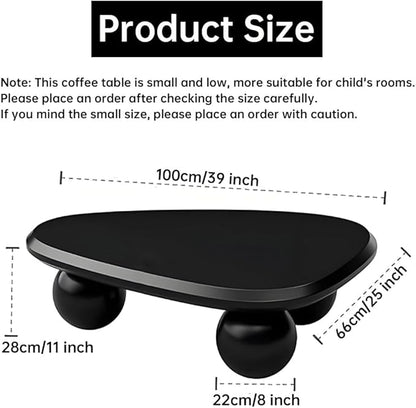 Cloud Coffee Table Modern Irregular Coffee Table Asymmetrical Unique Coffee Tables with 3 Bases for Living Room Farmhouse (F, 39")