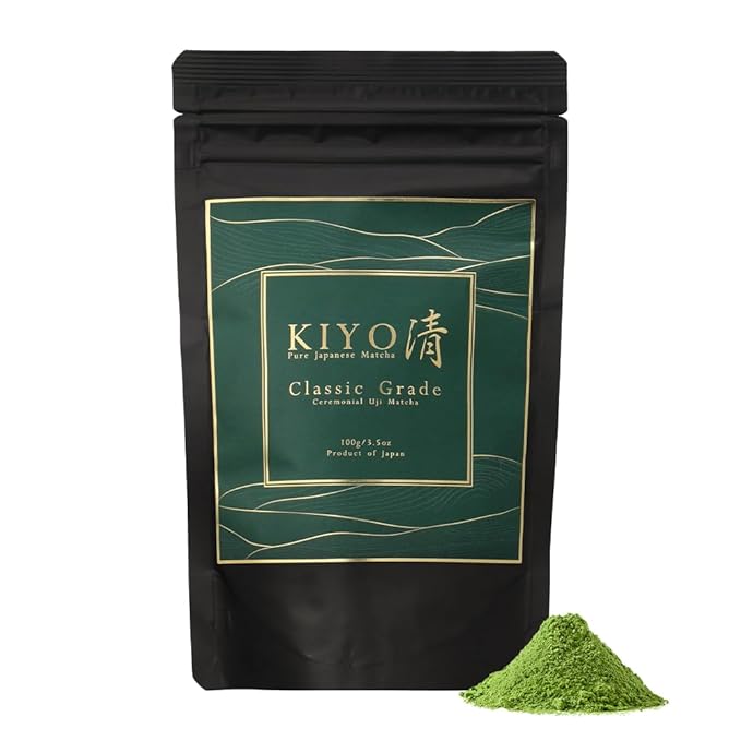 Kiyo Matcha Classic Grade Hatsumukashi Ceremonial Uji Matcha - Pure Japanese First Harvest Ceremonial Grade Matcha Green Tea Powder from Uji, Japan (100g/3.5oz)