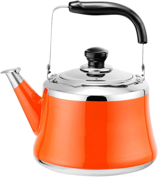 Stainless Steel Whistling Tea Kettle, Stove Top Whistling Tea Pot, Cute Candy Colors Teakettles with Ergonomic Handle for Gas, Induction, Electric Stove Tops (Color : Orange, Size : 3liter)