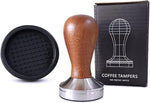 Load image into Gallery viewer, 51mm Coffee Tamper Espresso Hand Tamper 304 Stainless Steel Espresso Wooden Handle Coffee Tamper with Mat (51mm)