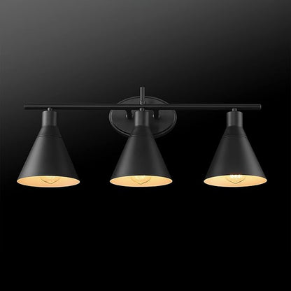 Globe Electric 52060 Tristan 5-Piece All-In-One Bathroom Set, Matte Black, 3-Light Vanity Light, Towel Bar, Toilet Paper Holder, Towel Ring, Robe Hook