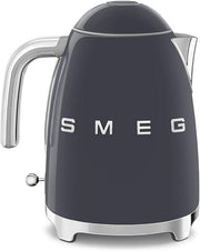 SMEG KLF03 7 Cup Electric Water Kettle, Retro-Style, Soft-Opening Lid, Auto Shut-Off, 360° Swivel Base – Grey