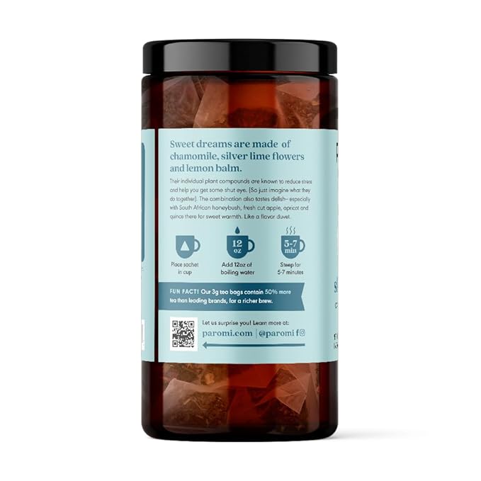 Paromi Sleep with Me Organic Herbal Tea, Signature Jar, 15 Count
