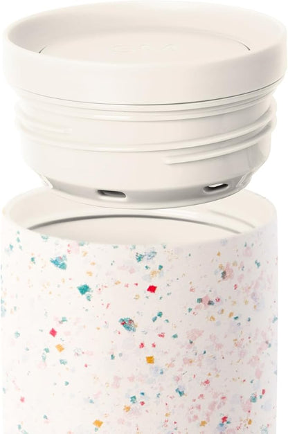 Simple Modern Travel Coffee Mug Tumbler with 360° Lid | Ceramic-Lined Insulated Stainless Steel Cold Brew Iced Coffee Cup | Gifts for Women Men Her Him | Voyager Signature | 12oz | Cream Terrazzo