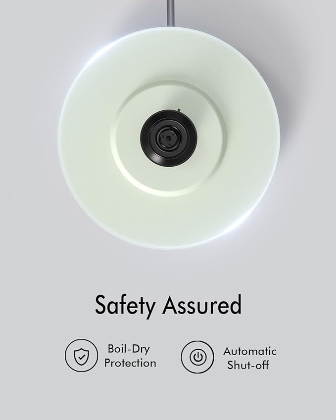 Electric Tea Kettle for Boiling Water, Wide Open Lid Stainless Steel Water Boiler, 1500W/1.7L for Coffee/Tea Brewing, Auto Shut Off & Boil Dry Protection, Cordless Swivel Base & LED Indicator, Green