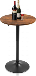 Load image into Gallery viewer, 23.6" Round Bar Table, Adjustable Height Modern Cocktail Table with MDF Top and Metal Base, Bistro Pub Table Suitable for Cafe, Kitchen Island, Bar Counter, Brown
