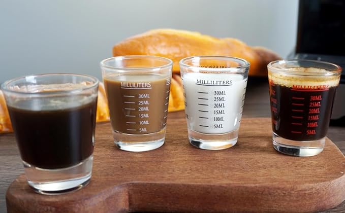 Shot Glasses Measuring cup 2018 Liquid Heavy Glass Wine Glass Espresso Shot Glass 26-Incremental Measurement 1oz, 6 Tsp, 2 Tbs, 30ml (2 pack-red 30ml)