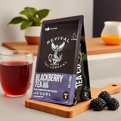 Revival Tea Company Blackberry Tea - Black Tea Blend with Blackberry Leaf - Loose Leaf 6 Ounces