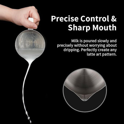 watchget Milk Frothing Pitcher 32oz/900ml - Stainless Steel Frothing Pitcher Espresso Steaming Pitcher Coffee Frother Cup Cappuccino Latte Art Coffee Machine Accessories Milk Jug, Creamy White