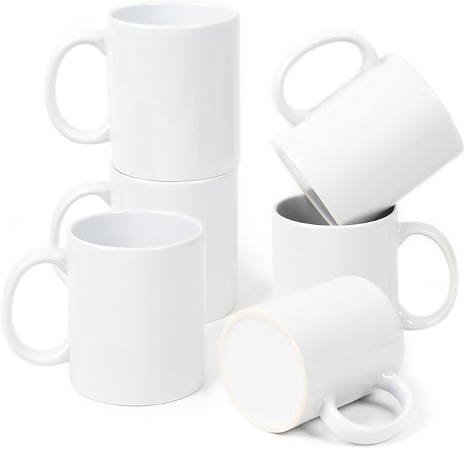 11oz White Ceramic Sublimation Coffee Mug Blank White, Case of 6