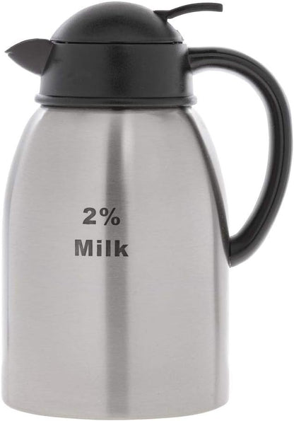 HUBERT Coffee Cream Server 1.9 L Stainless Steel Etched with 2% Milk Imprint