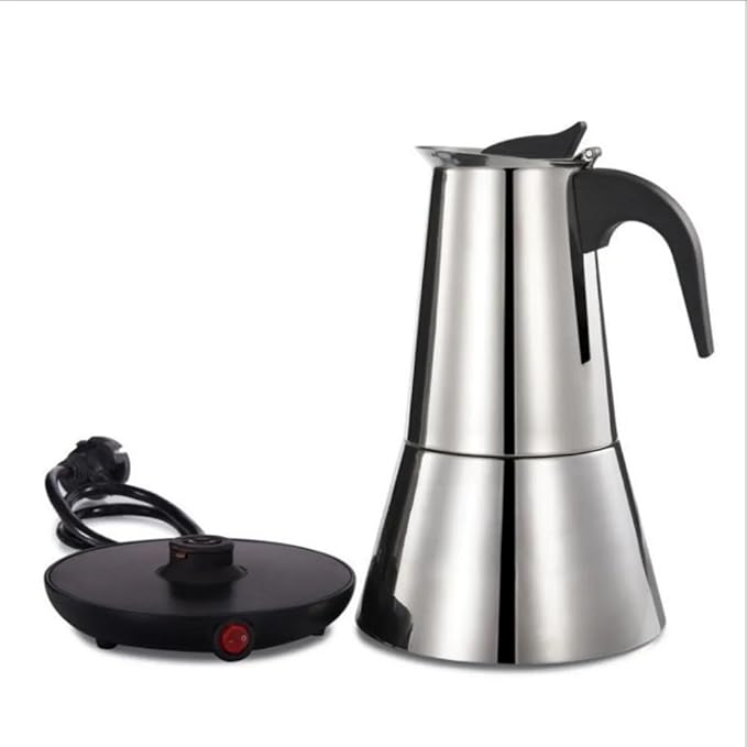 300ML Electric Moka Coffee Pot American plug Plug 6 Cups Stainless Steel Thickening Espresso Coffee Maker Italian Cuban Classic Coffee Pot