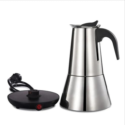 300ML Electric Moka Coffee Pot American plug Plug 6 Cups Stainless Steel Thickening Espresso Coffee Maker Italian Cuban Classic Coffee Pot