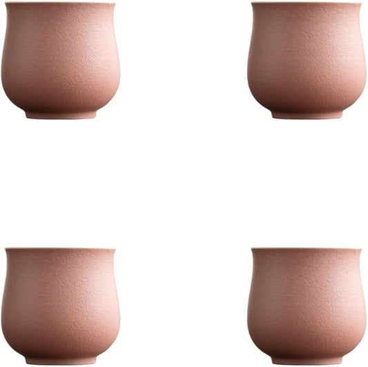 4-Oz Ceramic Espresso Cups Set - Multi-Color, Handle-Free Design for Home & Cafe | Dishwasher-Safe Stoneware Cups (pink, 4)