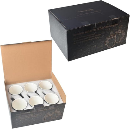 homEdge Porcelain Mug Set, 16 Ounces Cup for Tea, Latte, Mocha, Hot Chocolate, Set of 6, White