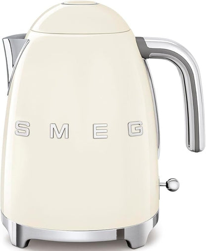 SMEG 50's Retro Style 7 Cup Electric Water Kettle with Automatic Shutoff, Removable Base, and Water Indicator, KLF03CRUS, Cream