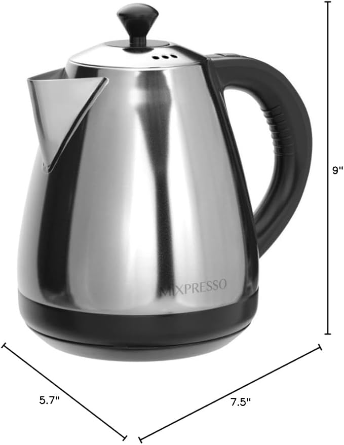 Mixpresso Electric Kettle Temperature Control, Hot Water Kettle Electric, Cordless 1 Liter Capacity, Keep Warm & LED Indicator, Auto-Shutoff, Boil-Dry Protection, Stainless Steel Electric Kettle