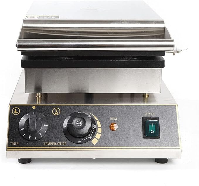 Commercial Belgian Waffle Iron, 4 Grids 1750W Stainless Steel Nonstick Double Side Waffle Maker Machine Electric Round Waffle Baker for Bakery, Restaurant, Snack Bar, Home