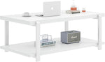 Load image into Gallery viewer, FOLUBAN White Coffee Table, Modern Rustic Wood and Metal Center Table with Storage Shelf, Rectangle Cocktail Tea Table for Living Room, 42 Inch