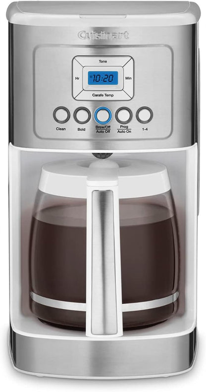 Cuisinart 14-Cup Coffee Maker, Programmable PerfecTemp Glass Carafe Coffee Machine with 1-4 Cup Setting, Brew Strength Control and Brew Pause, Stainless Steel, DCC-3200WNAS, White