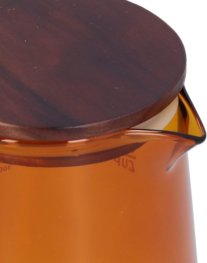 500ml Coffee Pot, Heat Resistant Borosilicate Glass Coffee Server, Glass Tea Pot with Wooden Lid Household Tea Kettle for Home Office (brown)