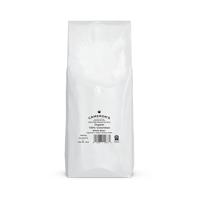 Cameron's Coffee Roasted Whole Bean Coffee, Organic 100% Colombian, 4 Pound