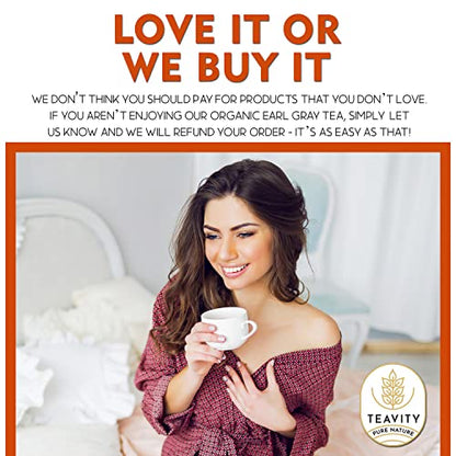 Organic Earl Grey Tea Pods for Keurig - Caffeinated Unsweet Black Tea for K Cup Brewing by Teavity (12 Tea Pods)