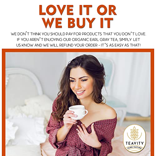 Organic Earl Grey Tea Pods for Keurig - Caffeinated Unsweet Black Tea for K Cup Brewing by Teavity (12 Tea Pods)