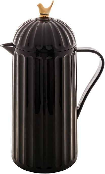 WOLFF - Bird Thermal Coffee Carafe - Hot or Cold Drinks, Plastic Exterior and Glass Insulation Lining Flask Coffee Dispenser, Thermal Bottle for Beverages, Tea and Water Pitcher- Black, 34floz/1L