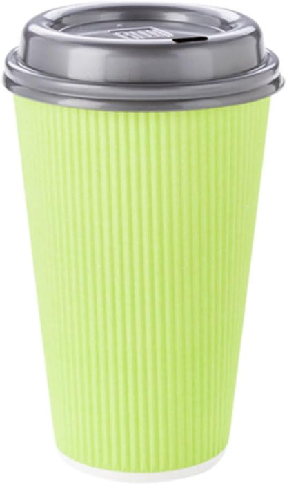 Restaurantware 12 Ounce Double Wall Disposable Coffee Cups, 500 Insulated Green Paper Tumblers with Rolled Rim Design, Lids Sold Separately for Hot Drinks like Tea, Hot Chocolate and More