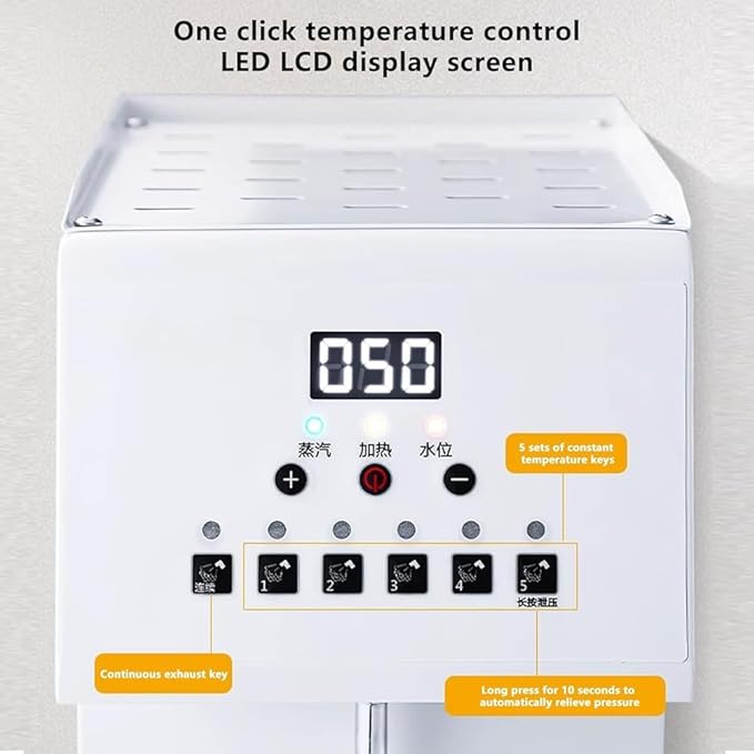 FullAutomatic 6L Steam Milk Frother Machine Commercial Steam Boiling Water and Frothing Machine with LCD Display for Tea and Coffee