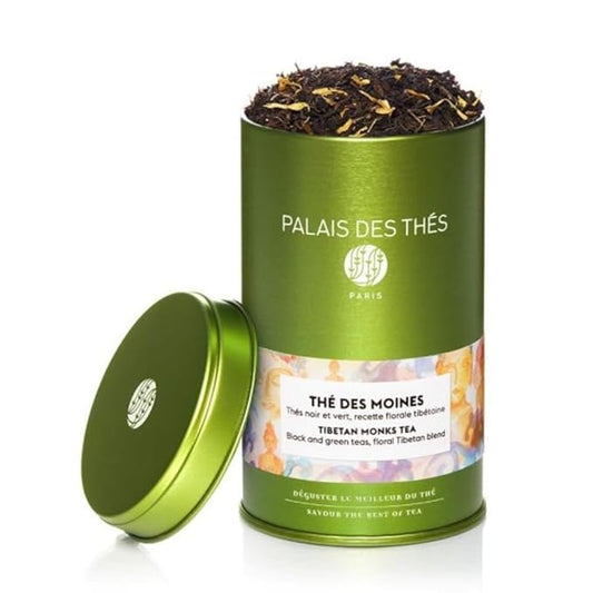 Palais des Thés - Tibetan Monks - Black & Green Tea Floral Blend - 3.5oz Loose Leaf Metal Gift Tin, Serves 20-25 Cups