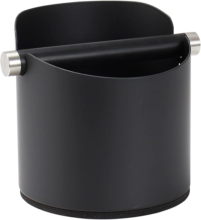 Large Size Coffee Knock Box, Espresso Knock Box Stainless Steel Espresso Machine Accessories with Removable Knock Bar and Non-Slip Base Coffee Grounds Container Bin (Black)