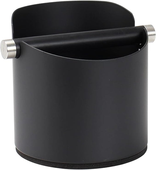 Large Size Coffee Knock Box, Espresso Knock Box Stainless Steel Espresso Machine Accessories with Removable Knock Bar and Non-Slip Base Coffee Grounds Container Bin (Black)