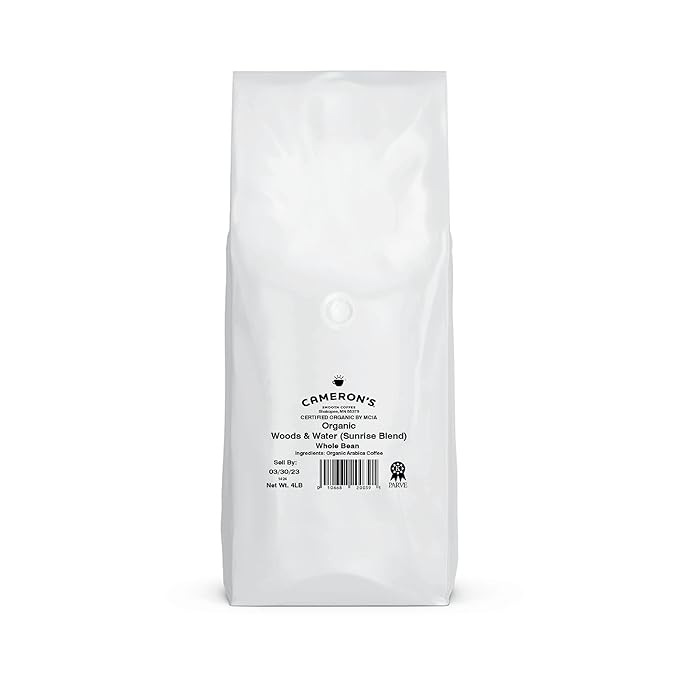 Cameron's Coffee Roasted Whole Bean Coffee, Organic Woods & Water, 4 Pound