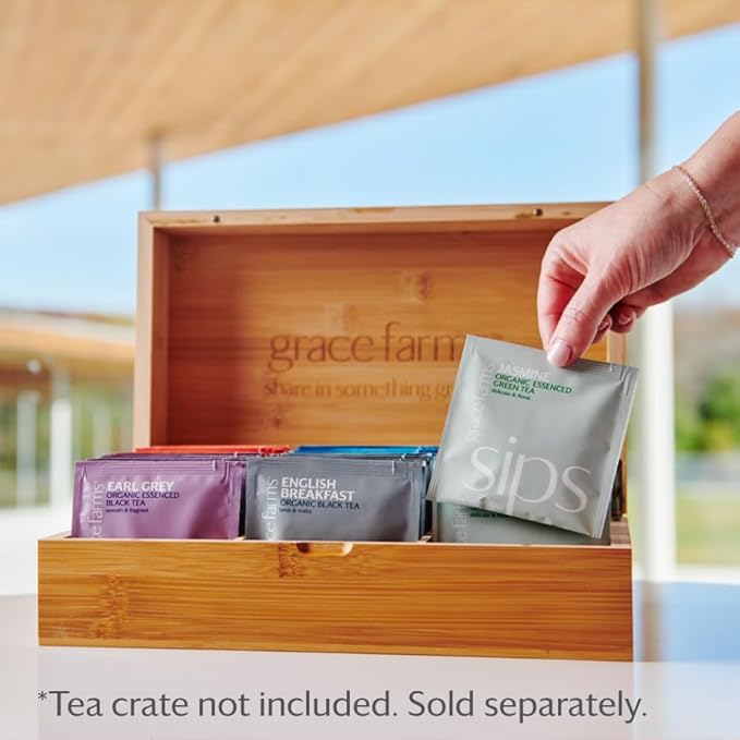Grace Farms RISE Wellness Organic Tea Blend (100 Enveloped Pyramid Sachets w/ String & Tag) | Morning Energy & Focus | Earl Grey Crème with Adaptogenic Mushrooms and Ashwagandha | Fairtrade and Kosher | Gives Back 100% of Profits