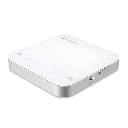 Rechargeable Mini Coffee Scale with Timer, Maestri House Espresso Scale, 2kg/0.1g Accurate Scale for Espresso and Pour-Over Coffee, Portable Digital Kitchen Scale with Automatic Timing（White&Silver）